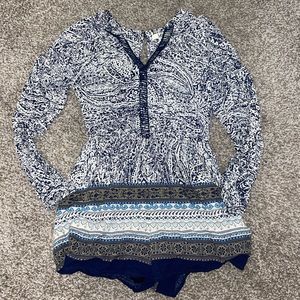 Slit Back Patterned Romper